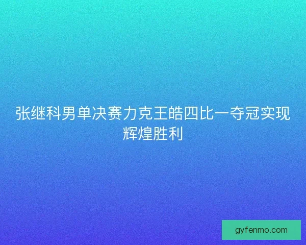 张继科男单决赛力克王皓四比一夺冠实现辉煌胜利